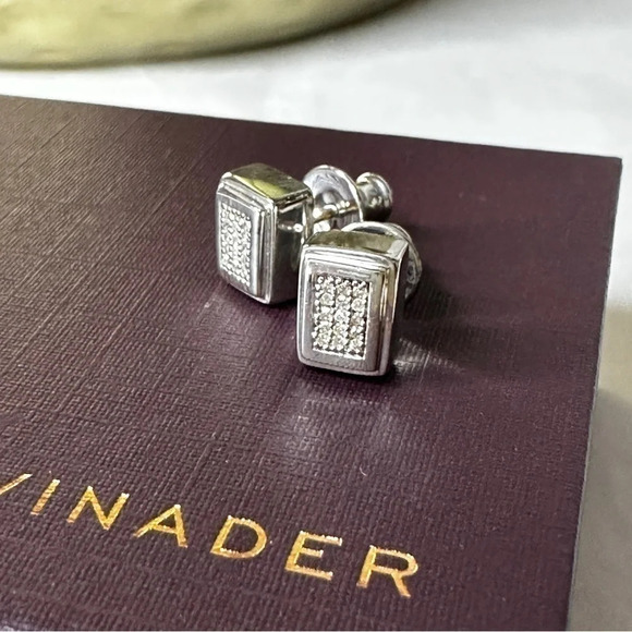 Monica Vinader Diamond And Sterling Silver Stud Earrings - New!